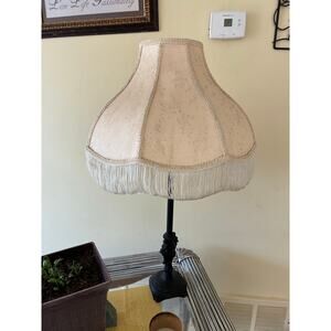 Large Vintage Bell shaped Victorian Silk Lamp Shade with Fringe
